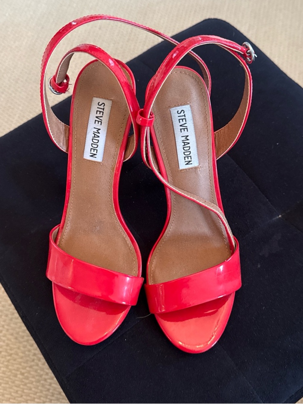 Steve Madden Red Patent Ankle-Strap Heels